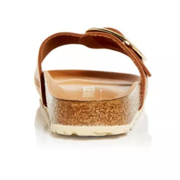 Birkenstock Brown Slide Sandals with Gold Buckle SIZE 39 - Picture 3 of 13